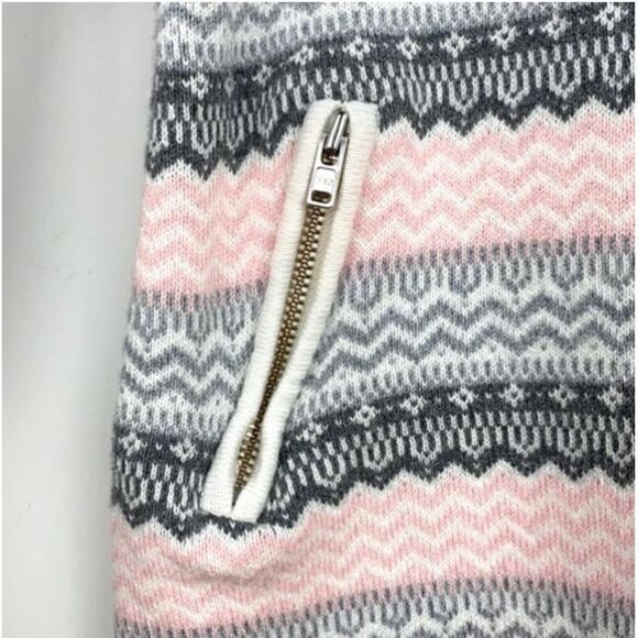 Janie and Jack Fair Isle Sweater Dress Pink Gray Bell Sleeve Zip Pockets Size 4 - Picture 8 of 10
